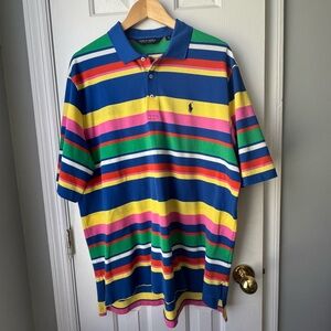 Ralph Lauren Blue and Green Polo Shirt Classic Style